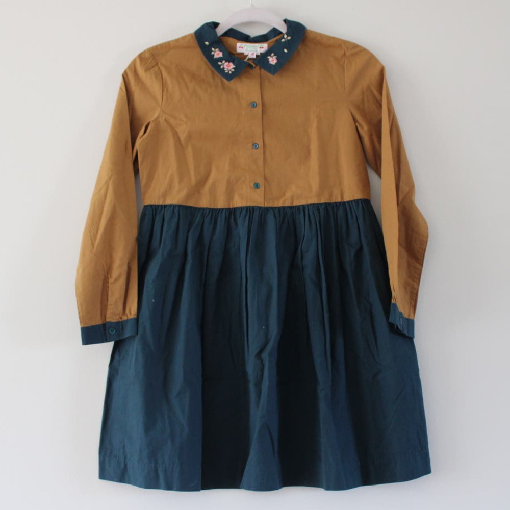 NWT‎ Bonpoint Brode Main Girls Fatine Dress Long Sleeve Floral Embroidered 12